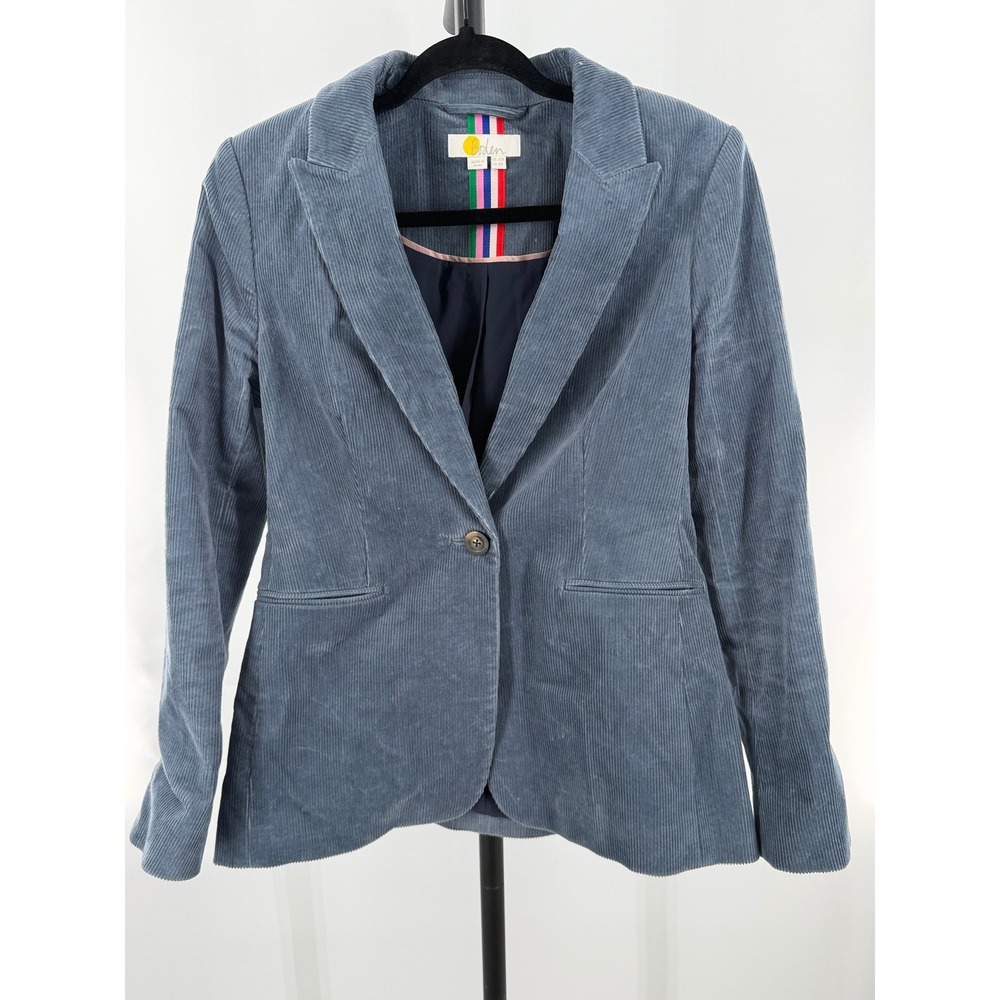 Boden Blue Corduroy Blazer Jacket Single Button Tailored US 6R UK 10R